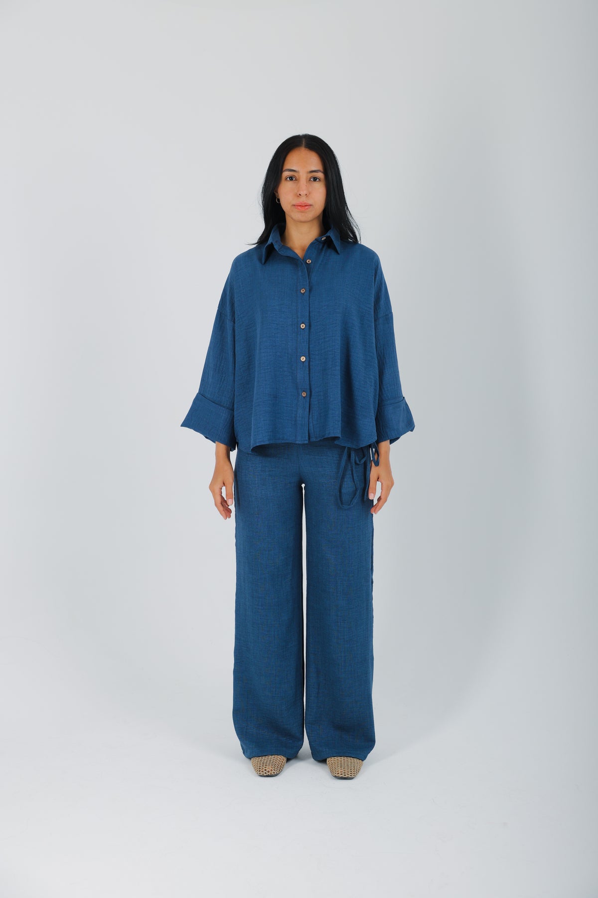 FLOWY SHIRT IN DEEP SEA