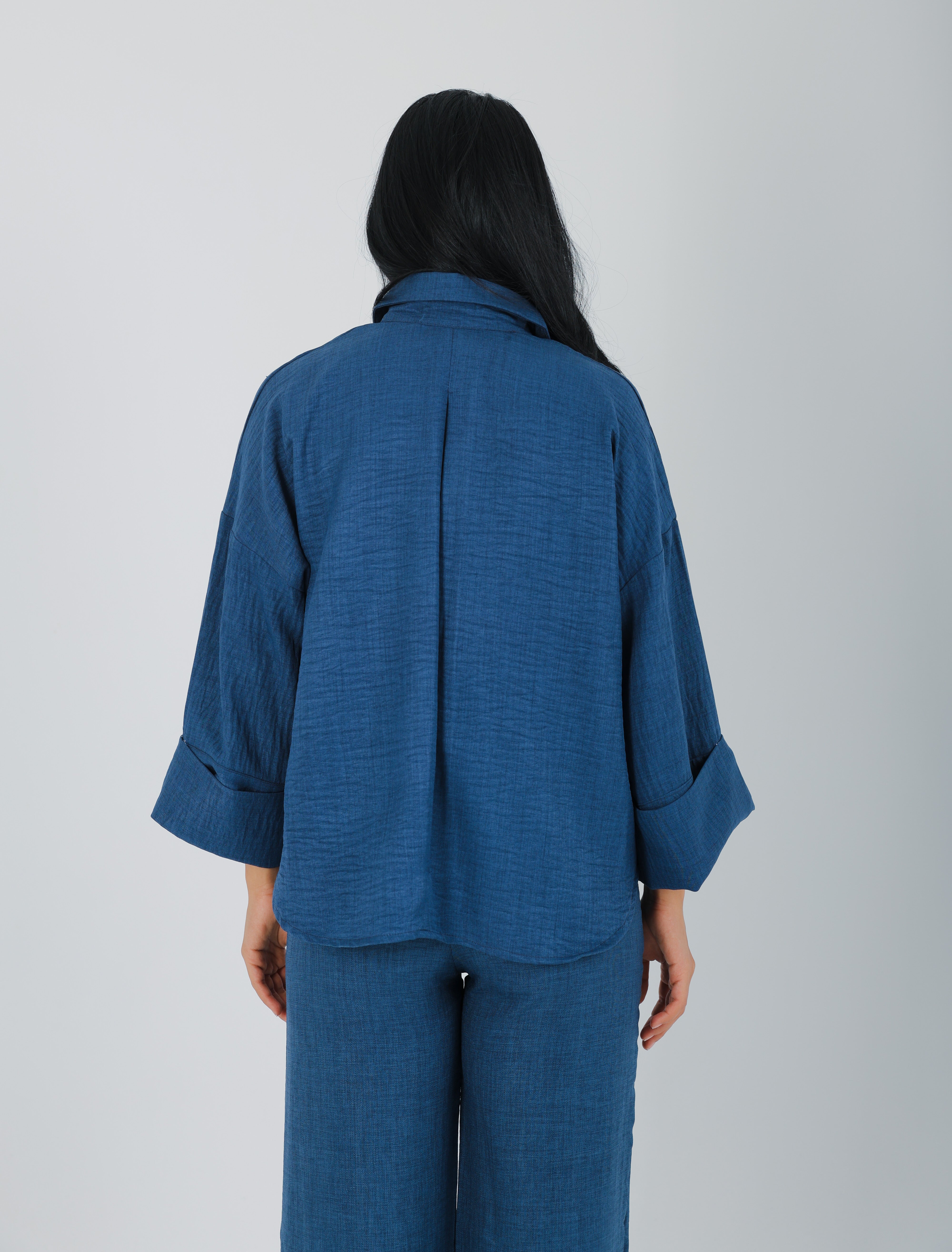 FLOWY SHIRT IN DEEP SEA